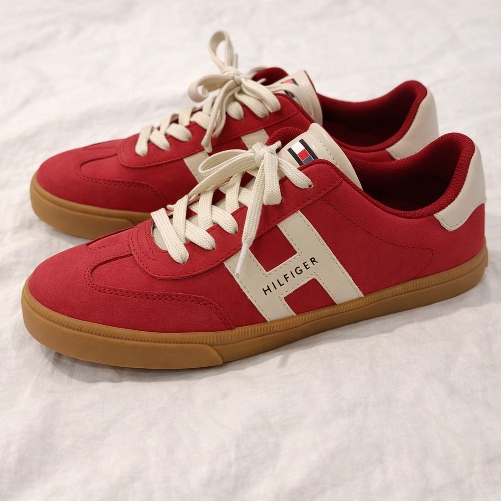 Tommy Hilfiger Red Maisie Leather Sneakers | Gum Sole | Size 8.5